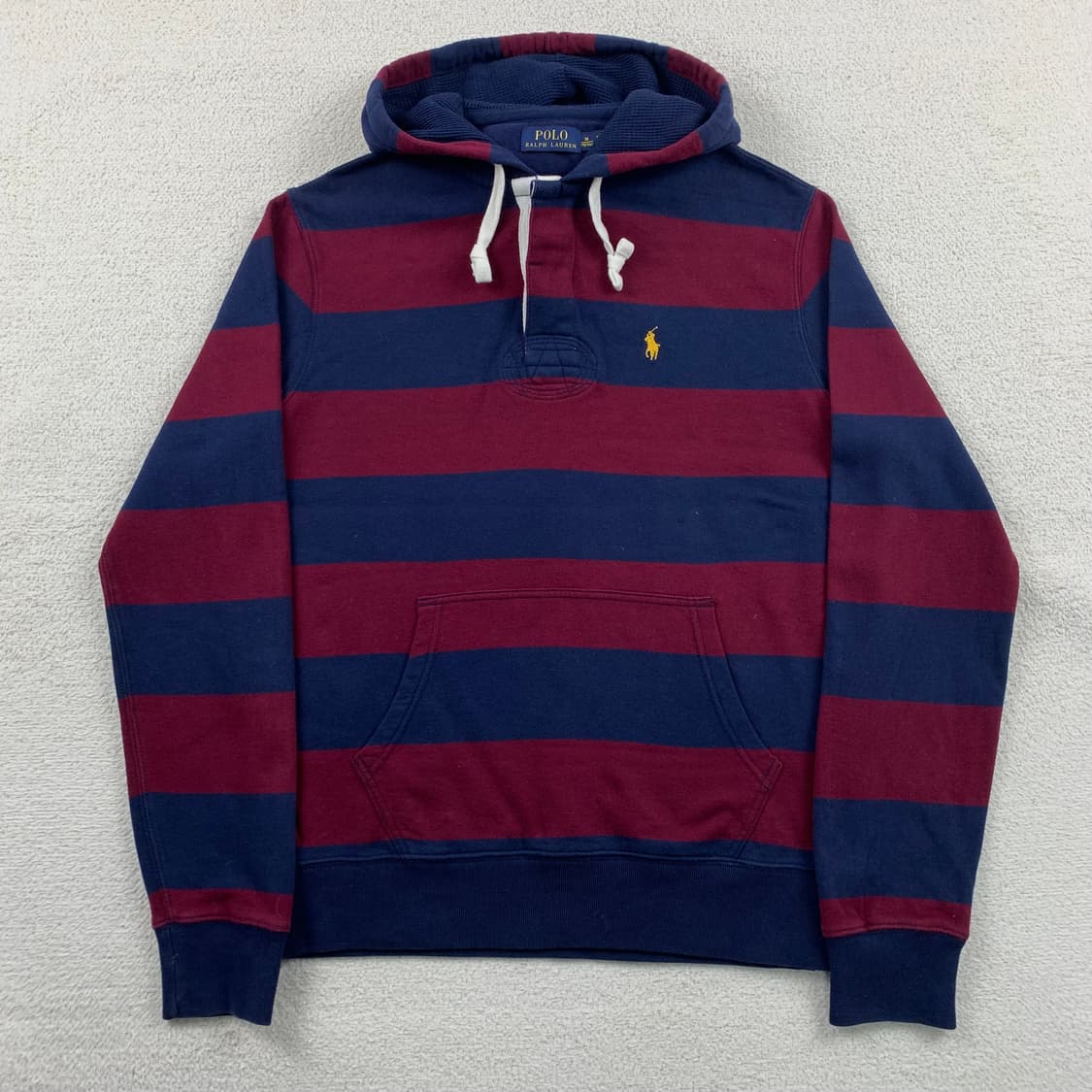 폴로 랄프로렌 포니로고 네이비/버건디 스트립 럭비 후드티 상품이미지1