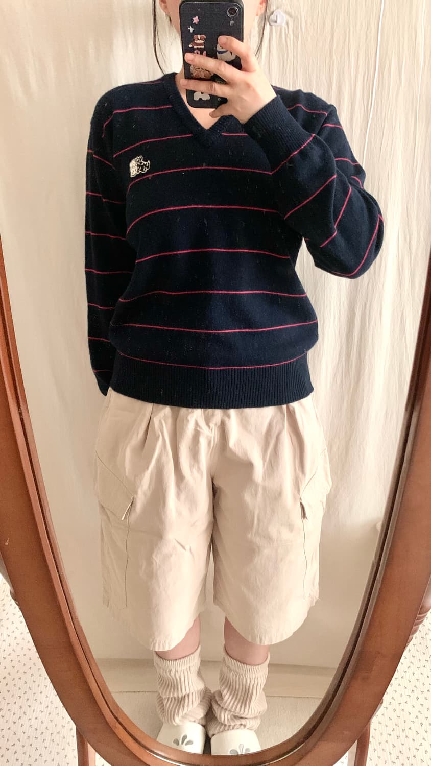 네이비핑크 스트라이프 여리 울 니트 상품이미지5