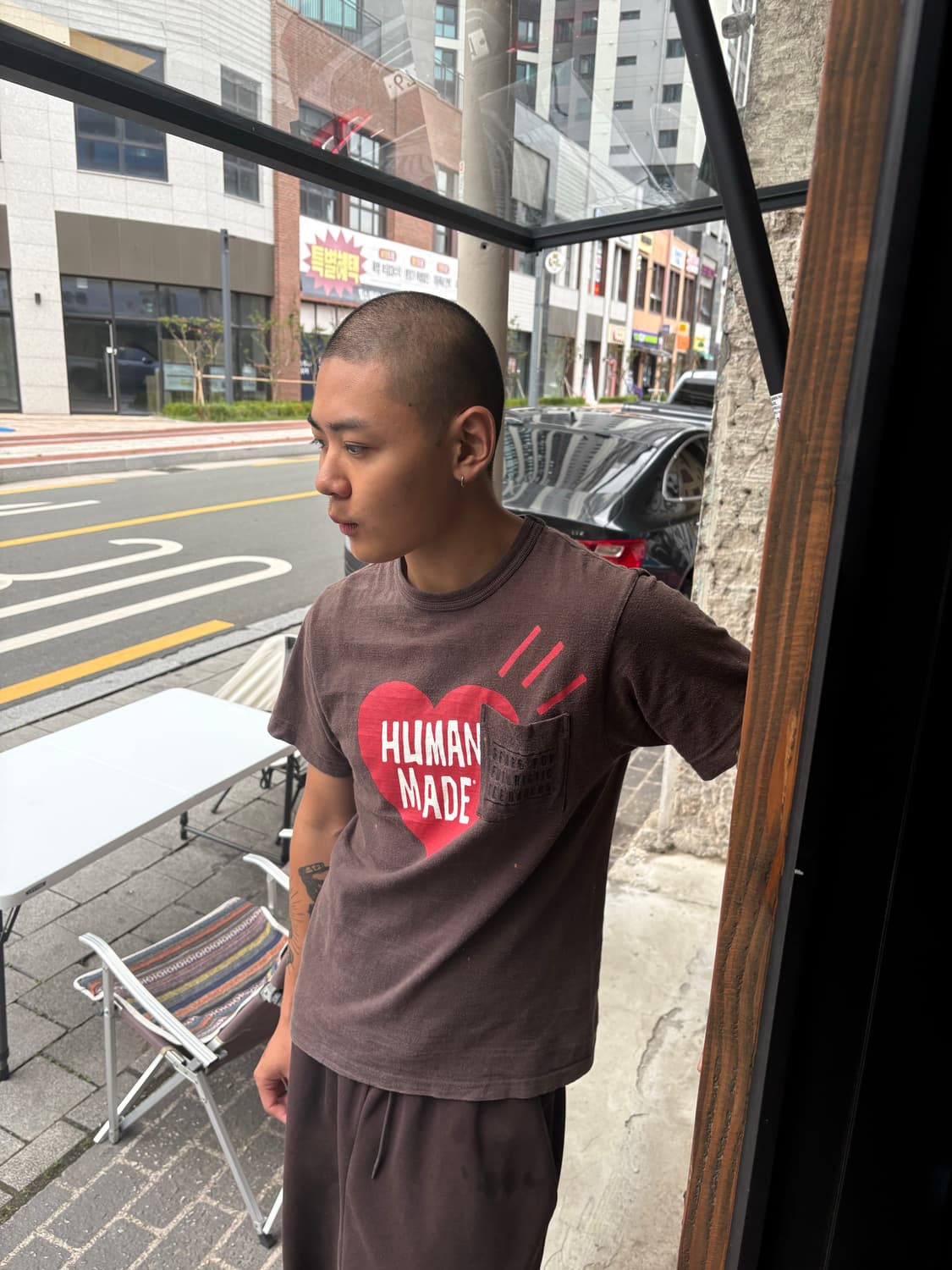 휴먼메이드 브라운 포켓 하트 반팔티 상품이미지1