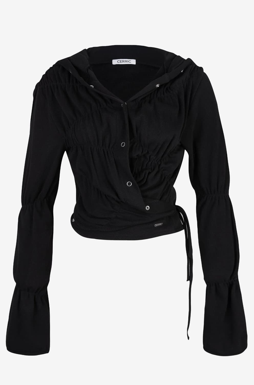 세릭 SHIRRING WRAP HOOD CARDIGAN / BLACK 상품이미지1