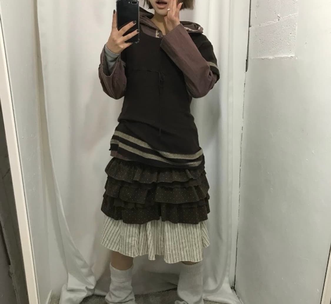 빈티지 브라운 레이어드 코디 상품이미지1
