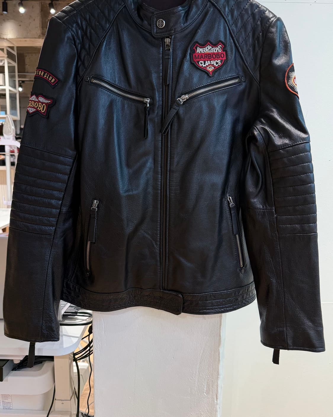 말보보 블랙 카우하인드 바이커 자켓  상품이미지6