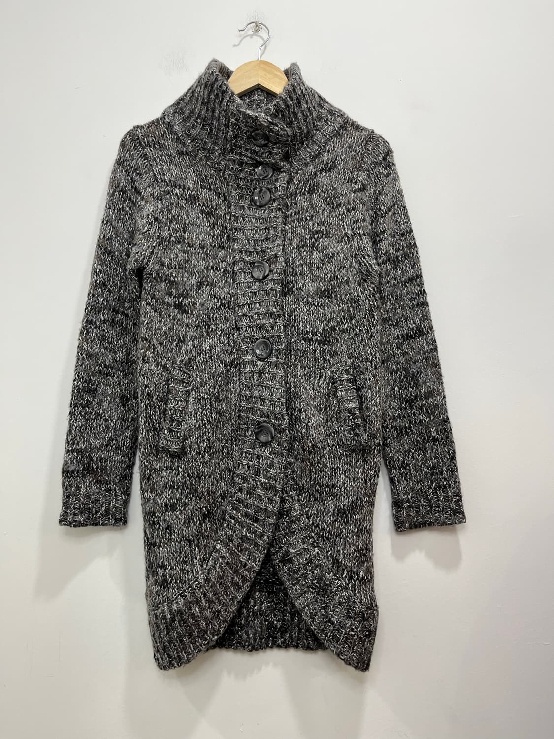 일본 빈티지 모리걸 하이넥 그레이 니트 롱가디건 상품이미지4