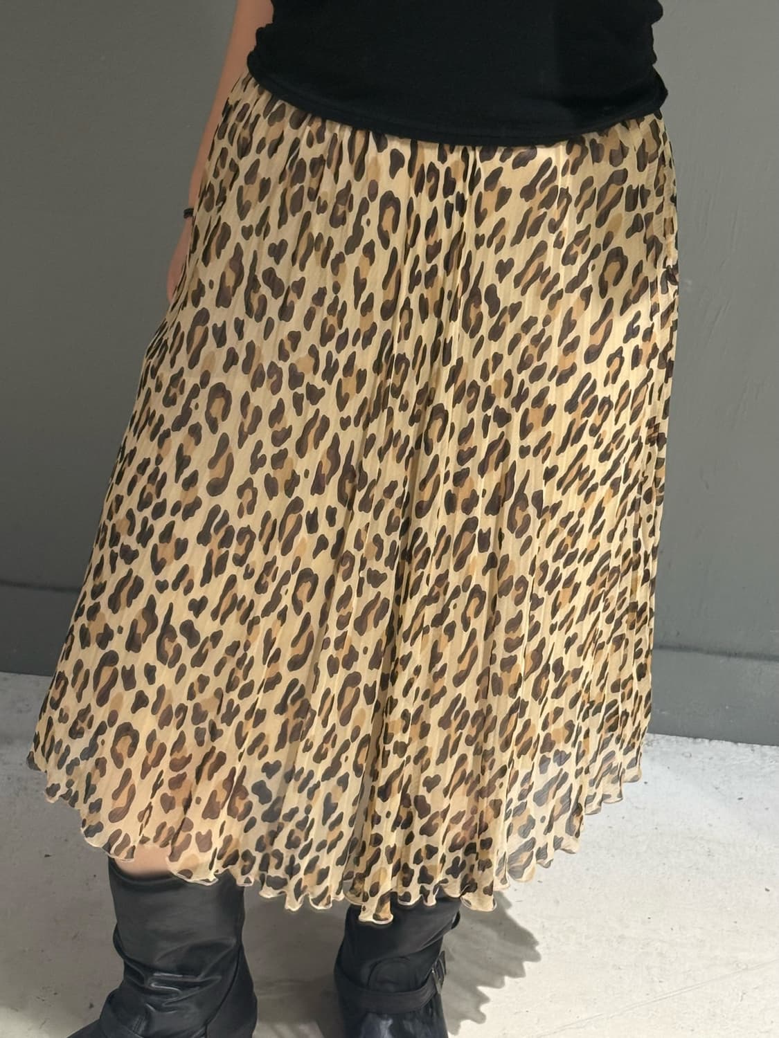 leopard pattern pleats skirt 상품이미지2