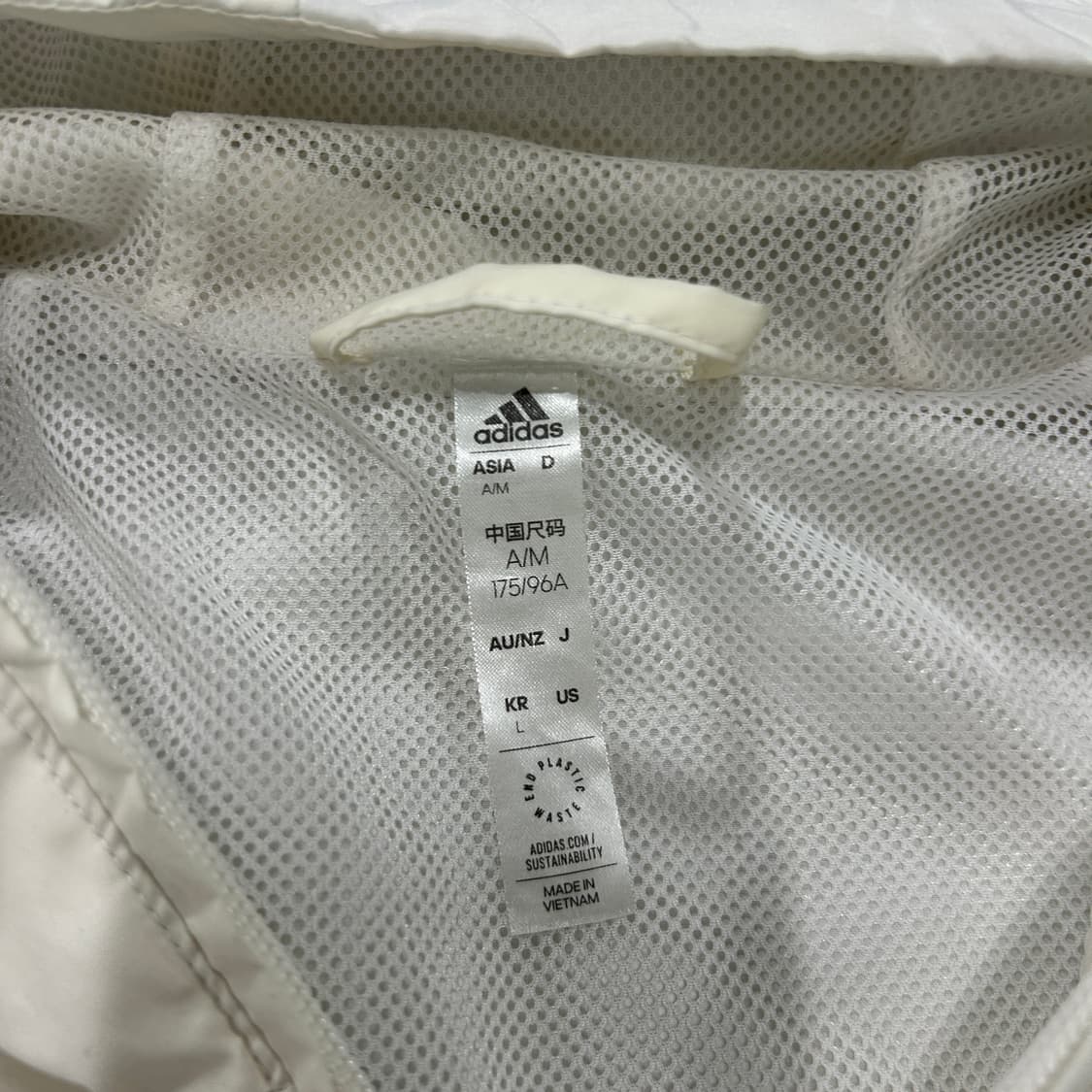 아디다스 삼선 화이트 바람막이 후드집업 m 상품이미지2