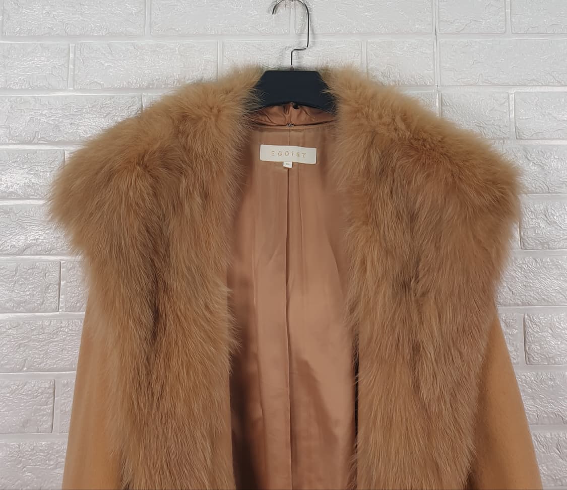 [55]에고이스트 모직 폭스퍼 롱 후드 코트 상품이미지5