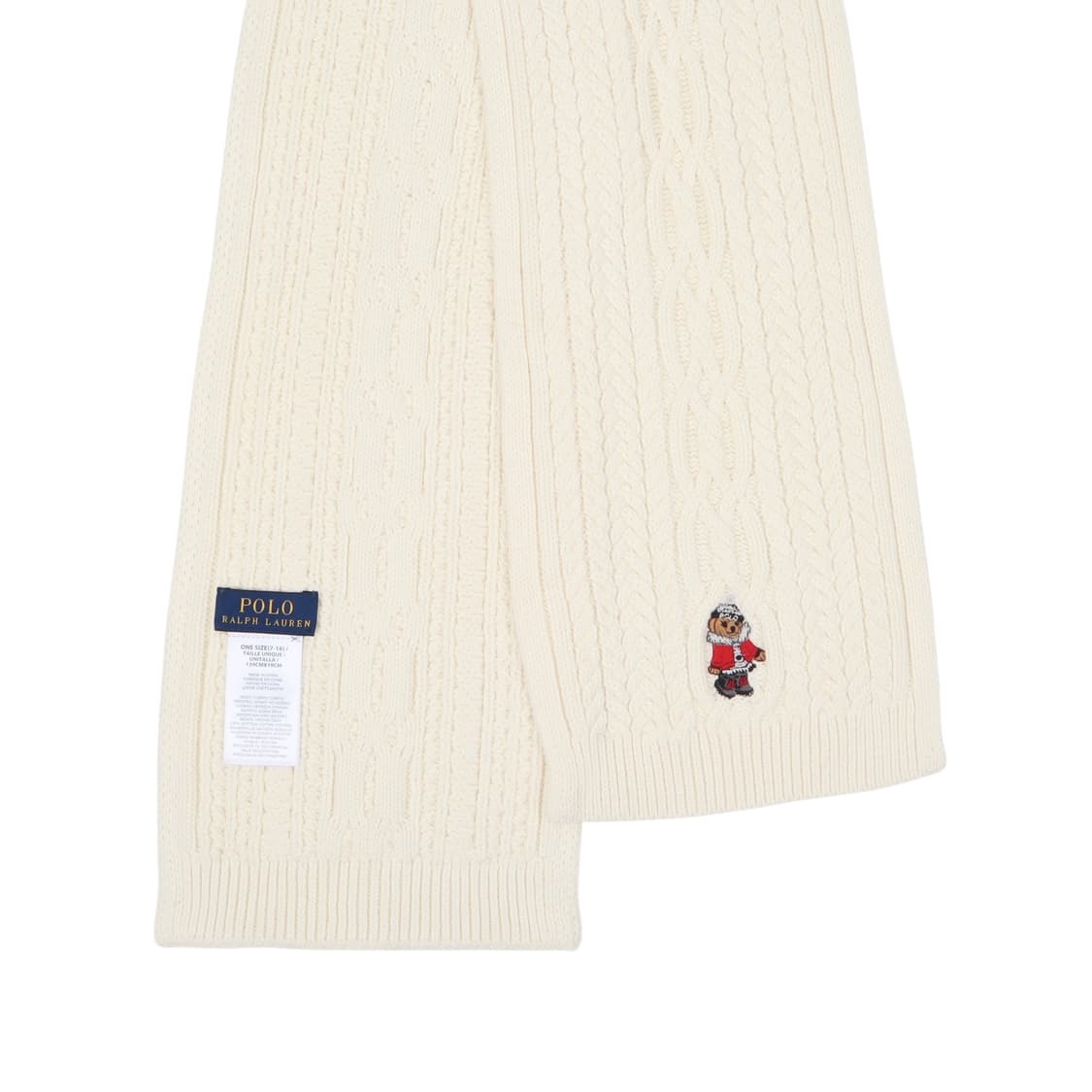 폴로 랄프로렌 크림 폴로베어 케이블 니트 머플러 상품이미지6