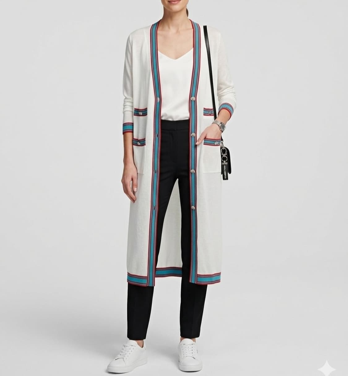 [100]칼라거펠트 가벼운 니트 롱 가디건 상품이미지1