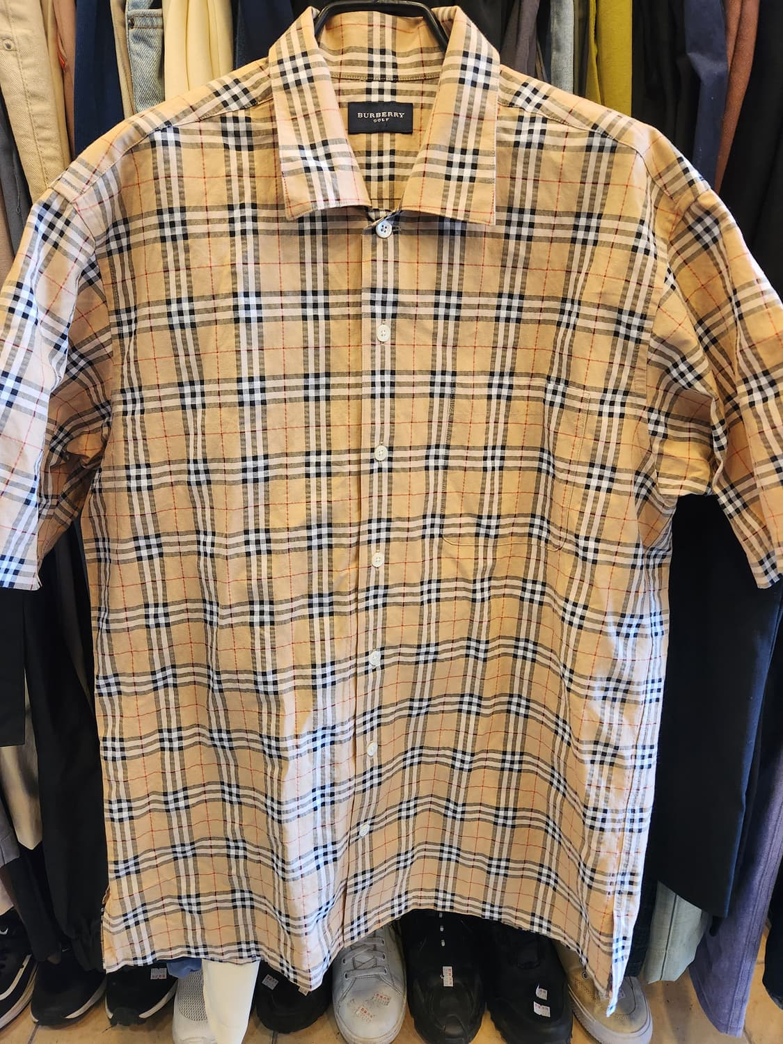 버버리 골프 체크 반팔 셔츠 상품이미지1