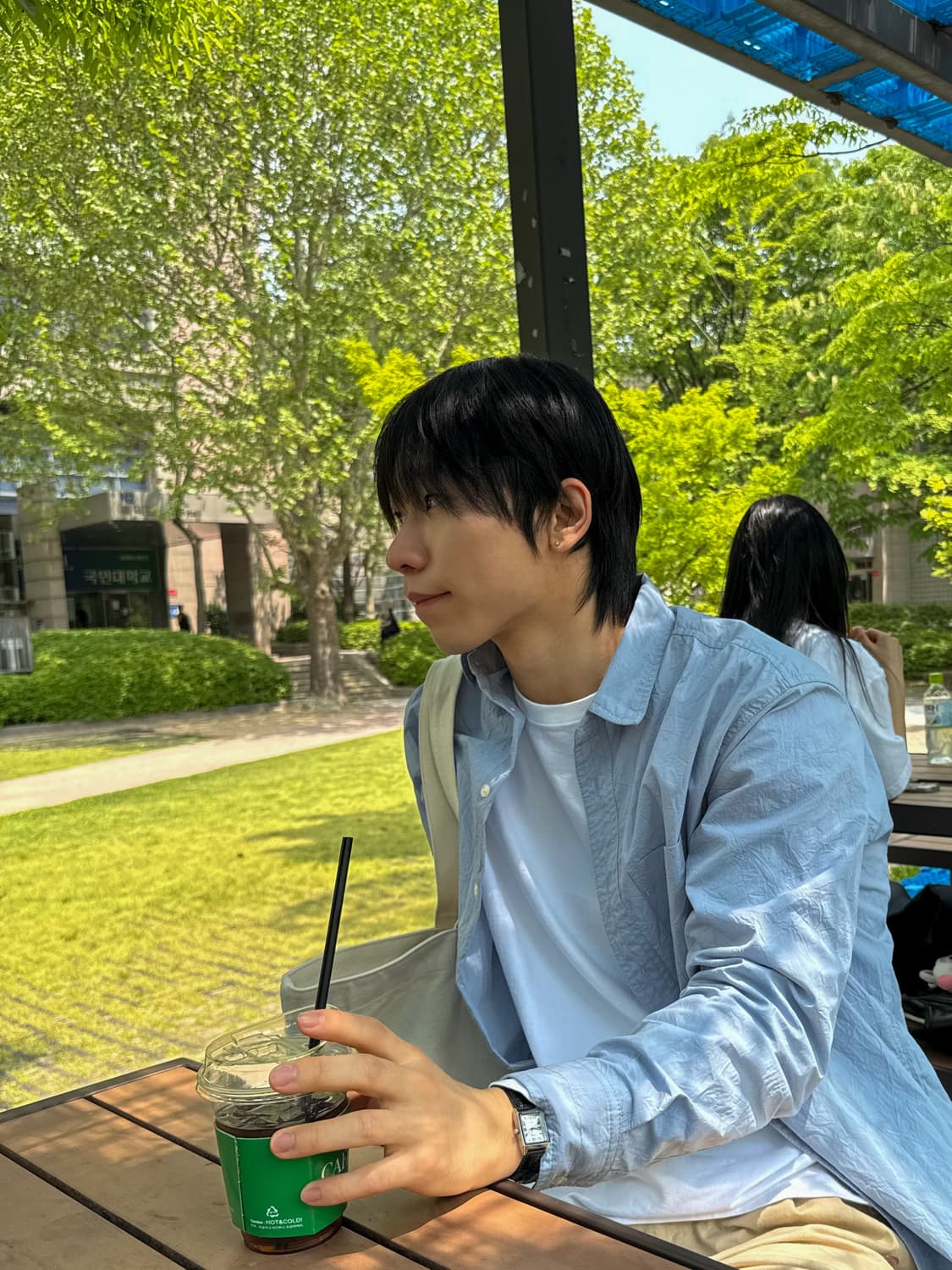 시에클 링클드 코튼 셔츠 스카이블루 M 상품이미지3