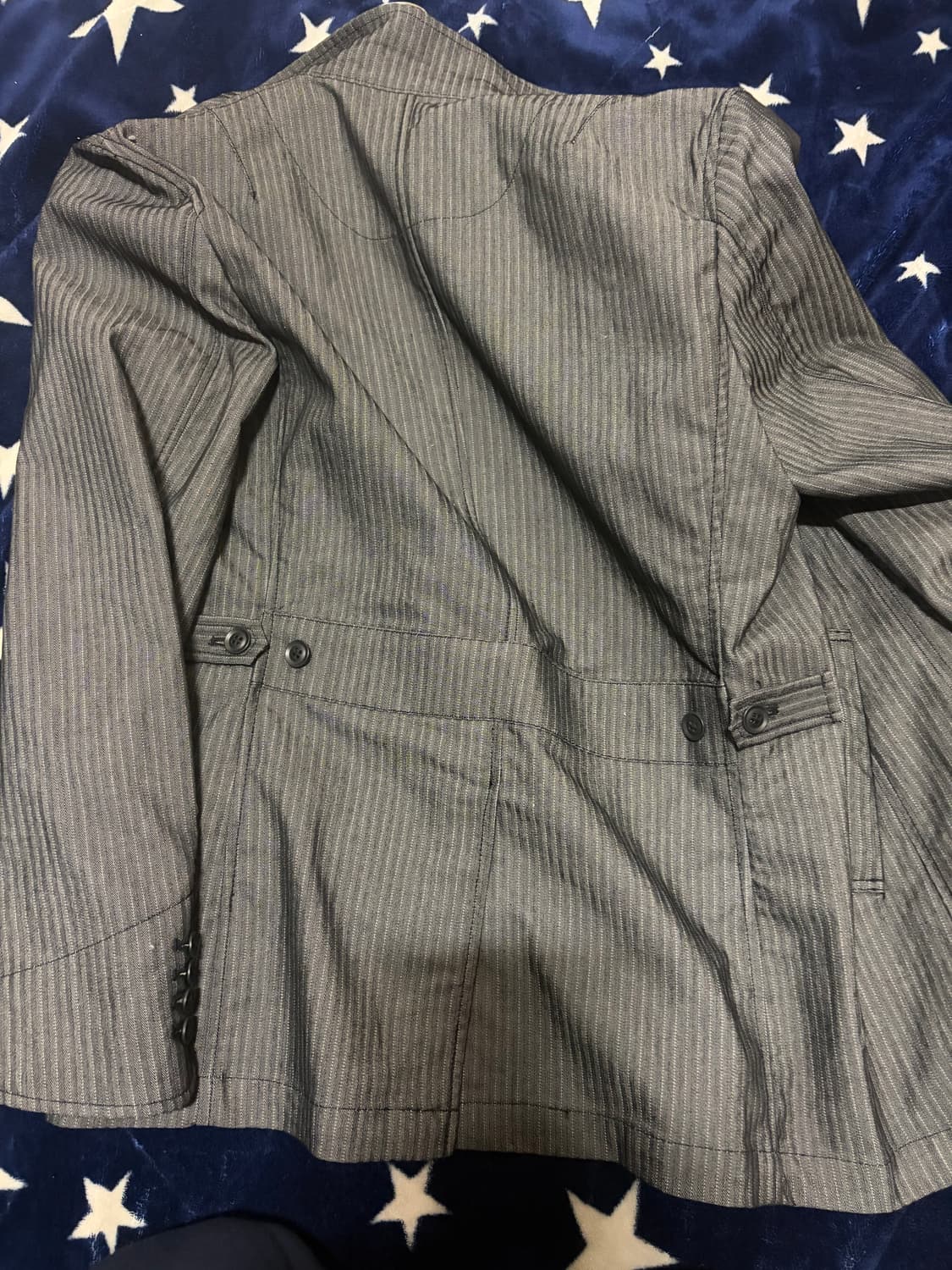 Ofuon 스탠드 카라 스트라이프 자켓 상품이미지6