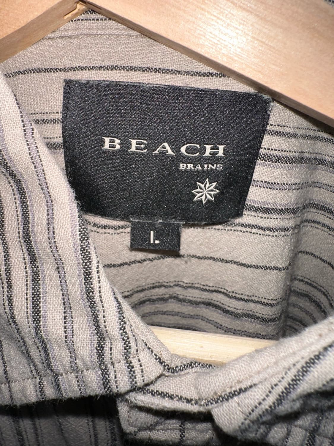 [L] Beach Brains 빅 셔츠 타우페 스트라이프 리넨 상품이미지3