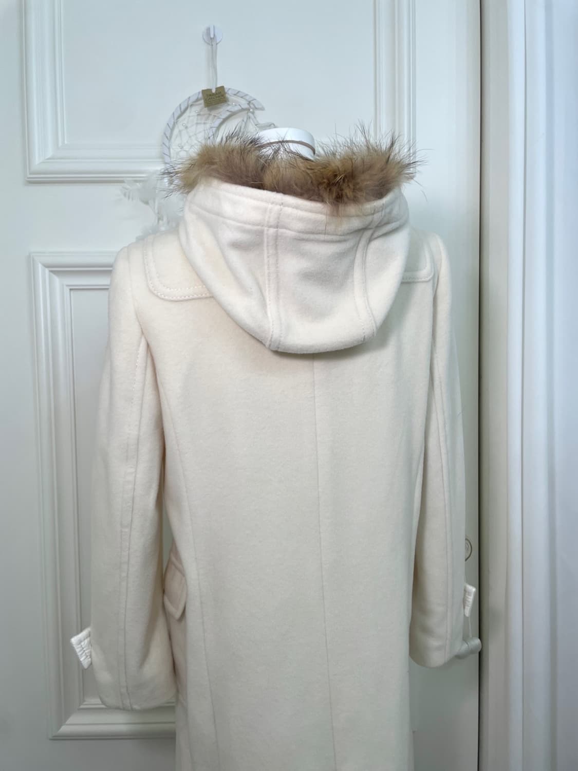 cream closed point racoon fur warm coat 상품이미지4