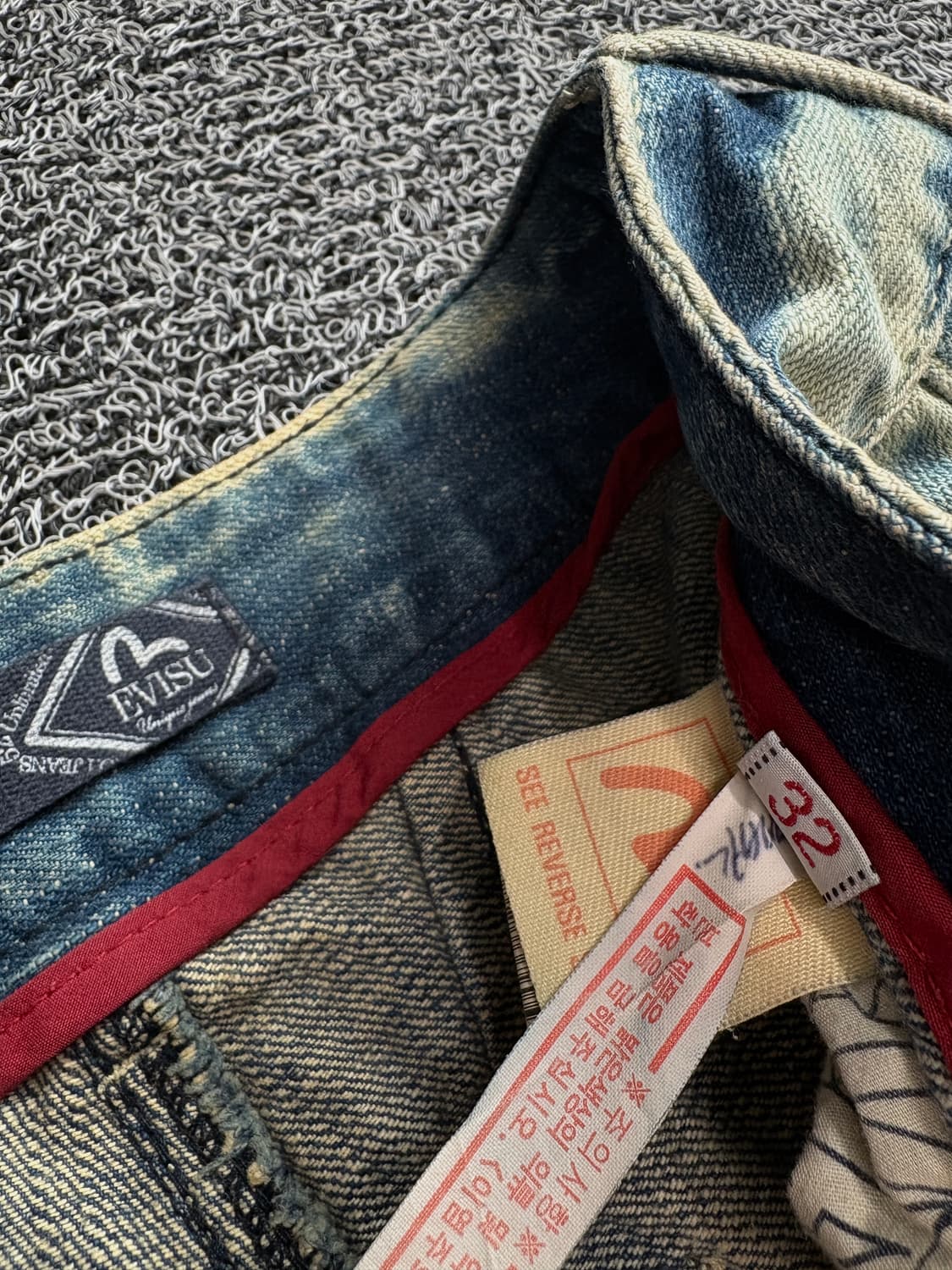 00s 에비수 자수 올그스쿨 아이스 워싱 하프 팬츠 3734 상품이미지3