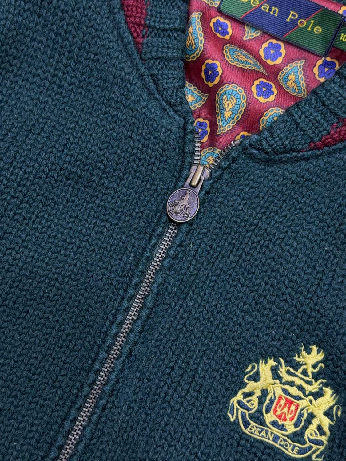 빈폴 헤비 울 자수 페이즐리 배색 니트 집업 스웨터 자켓 100 상품이미지6