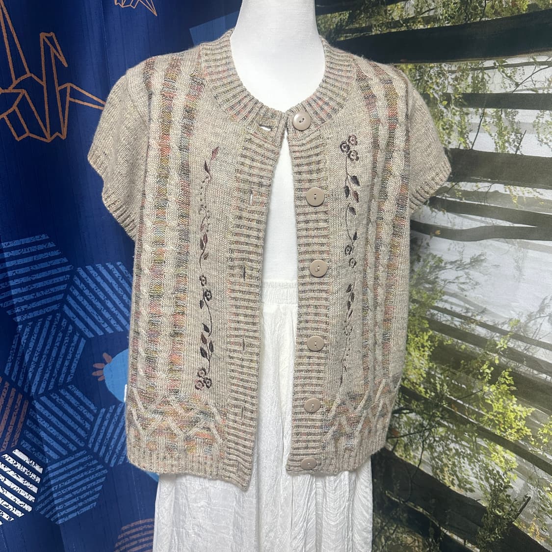 빈티지 반팔 니트 조끼 가디건 바선생 레이어드 모리 모리걸 상품이미지6