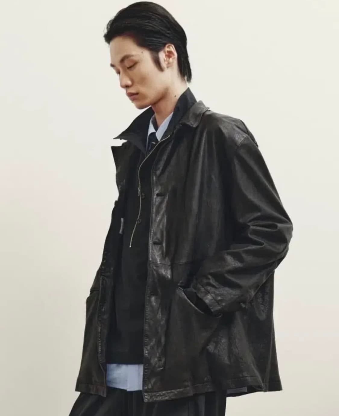 26ss 유스 워시드 레더자켓 라지사이즈 상품이미지2