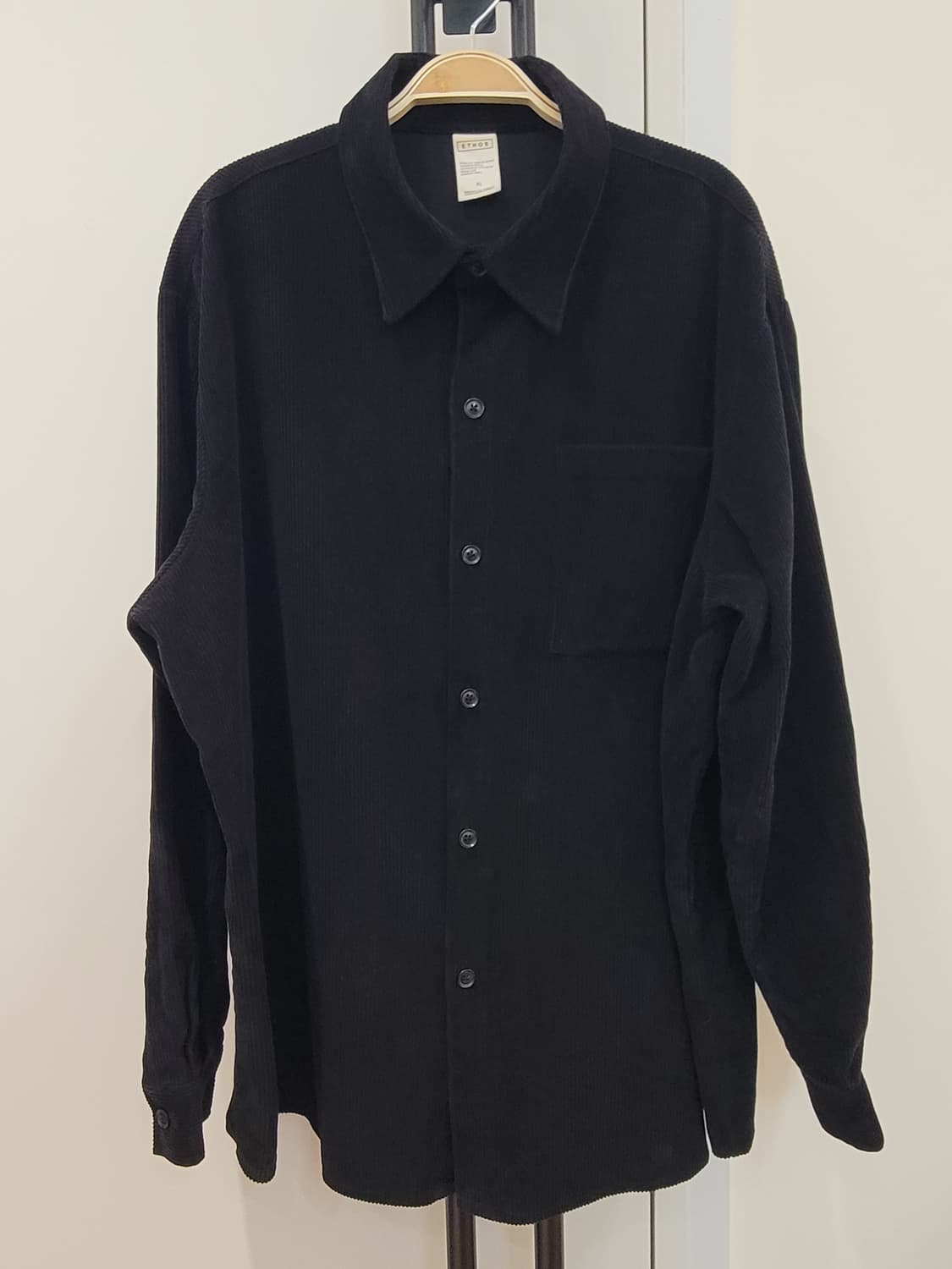 ETHOS 블랙 코듀로이 셔츠 남성용 오버사이즈 XL 110~115 상품이미지1