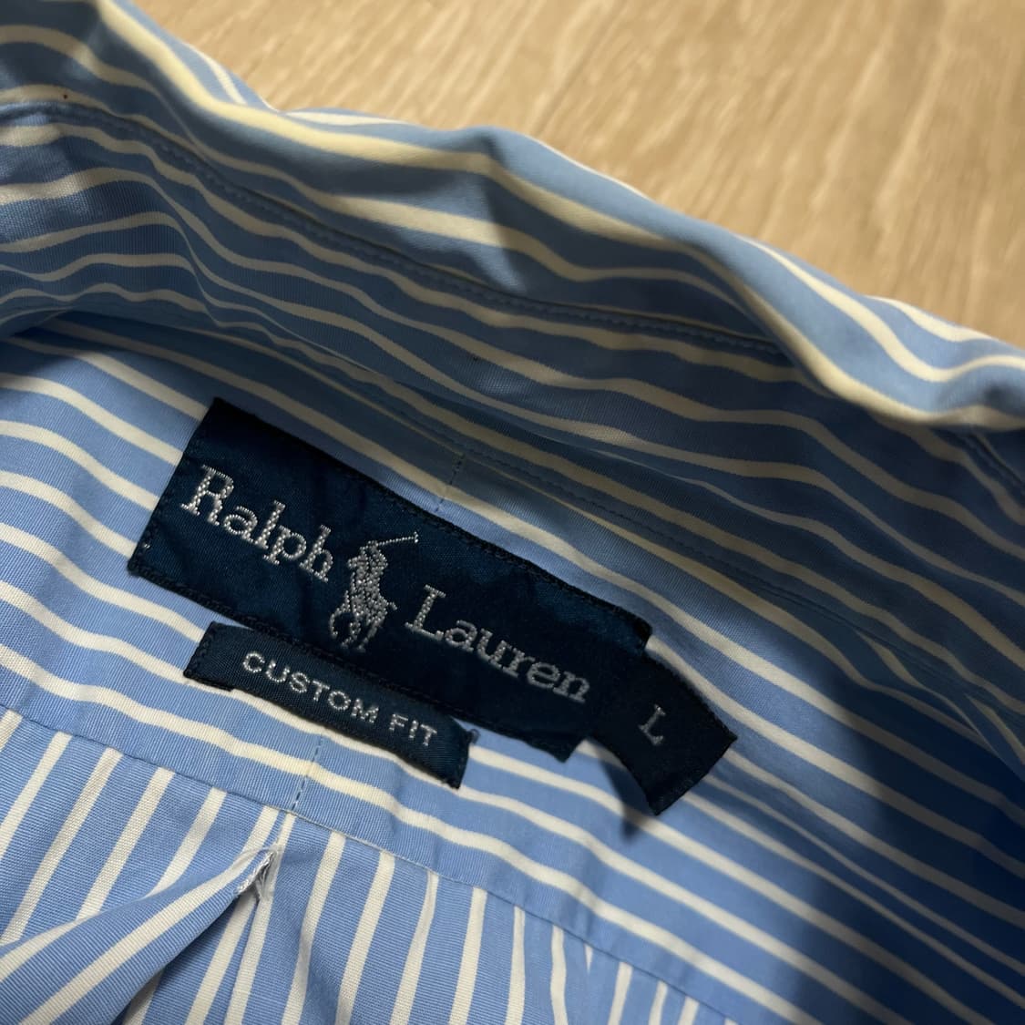 폴로 랄프로렌 스트라이프 버튼다운  반팔 셔츠 [스카이블루] L/100 상품이미지6