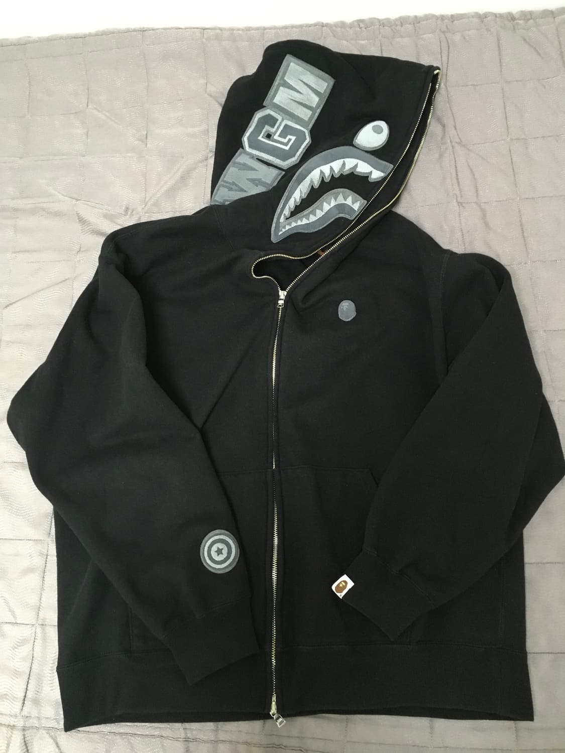 베이프 에이프 헤드 원 포인트 샤크 집업 후드 블랙 L 상품이미지2