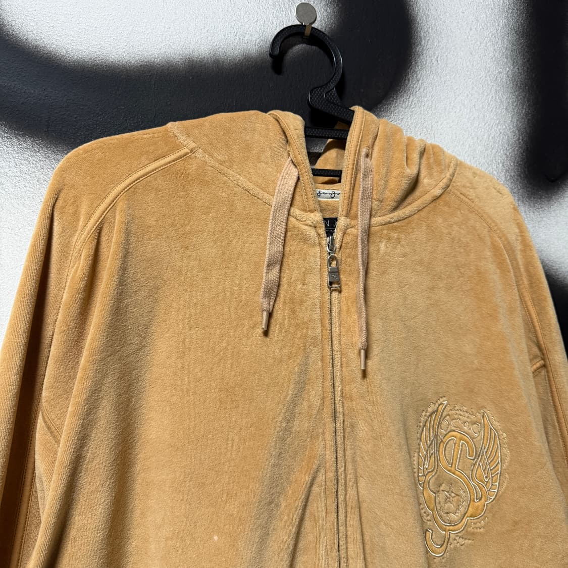 Sean John 빅사이즈 션존 풀 자수 디테일 벨벳 집업 후디 카멜 상품이미지3