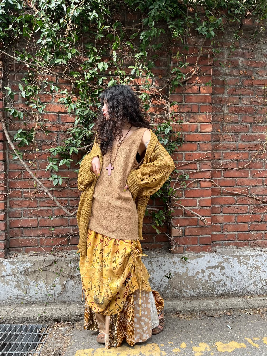 보헤미안 히피 그물 니트 가디건 상품이미지1