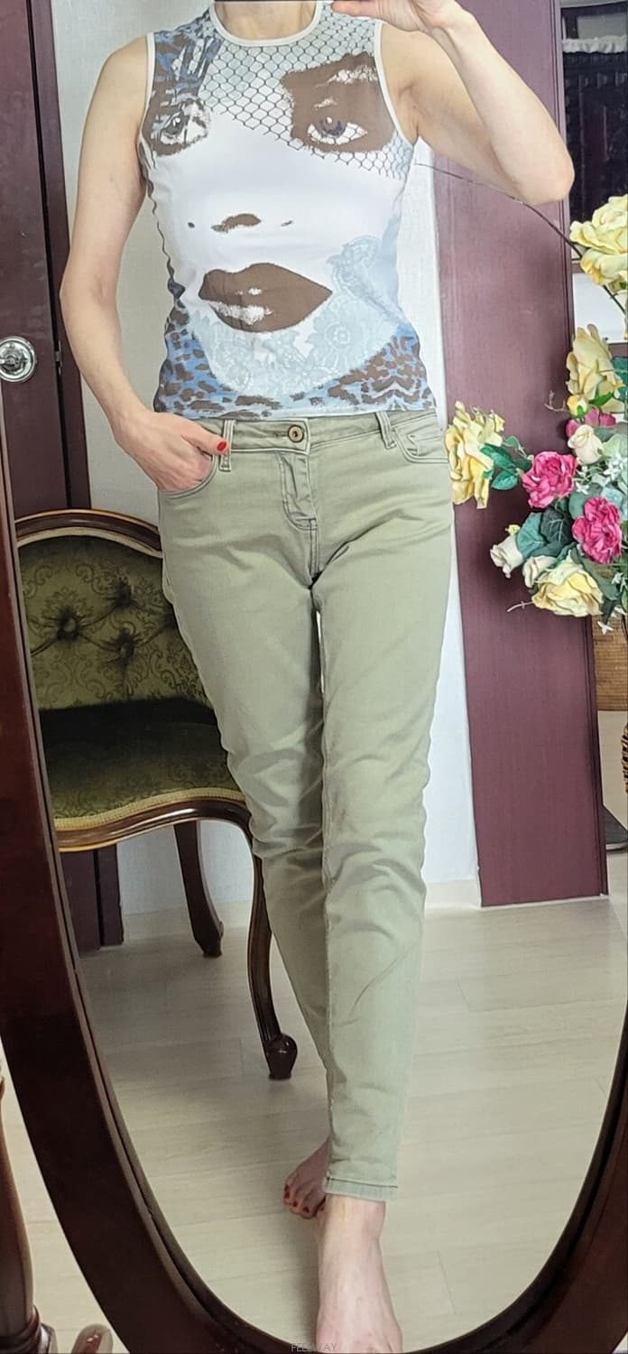 자라 카키 데님진 36사쥬 상품이미지7