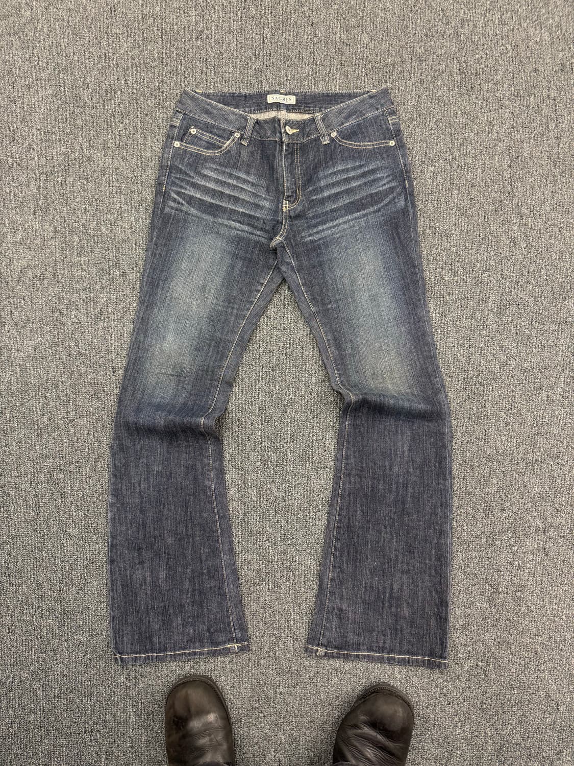 Japanese vintage 여성 뒤포켓 자수 부츠컷 데님팬츠 상품이미지1