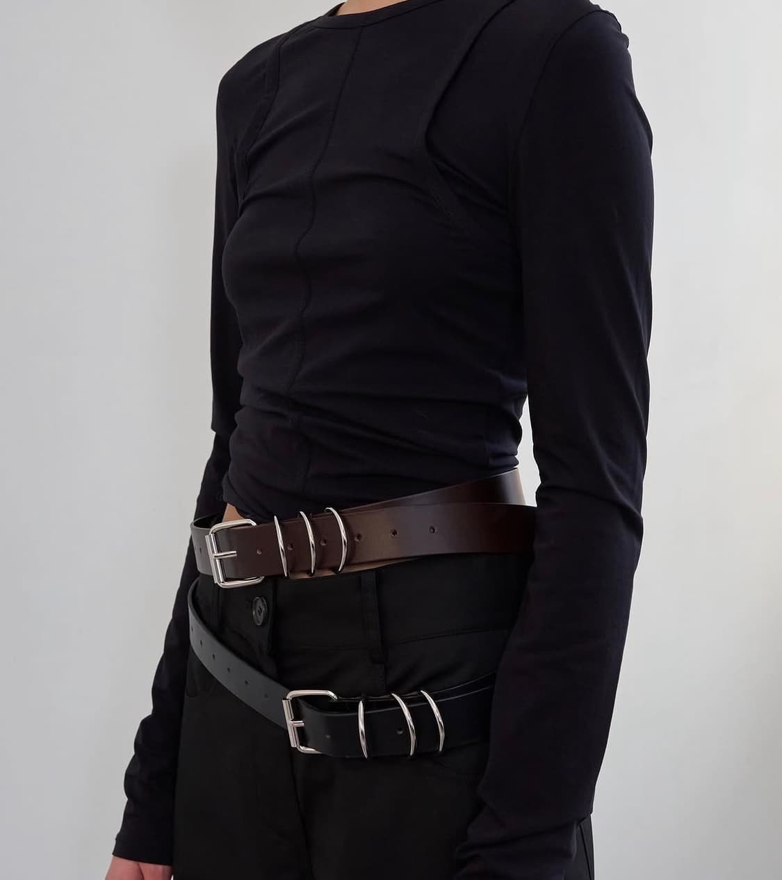 [LCDC] SQUARE BUCKLE LEATHER BELT(BROWN) 상품이미지1