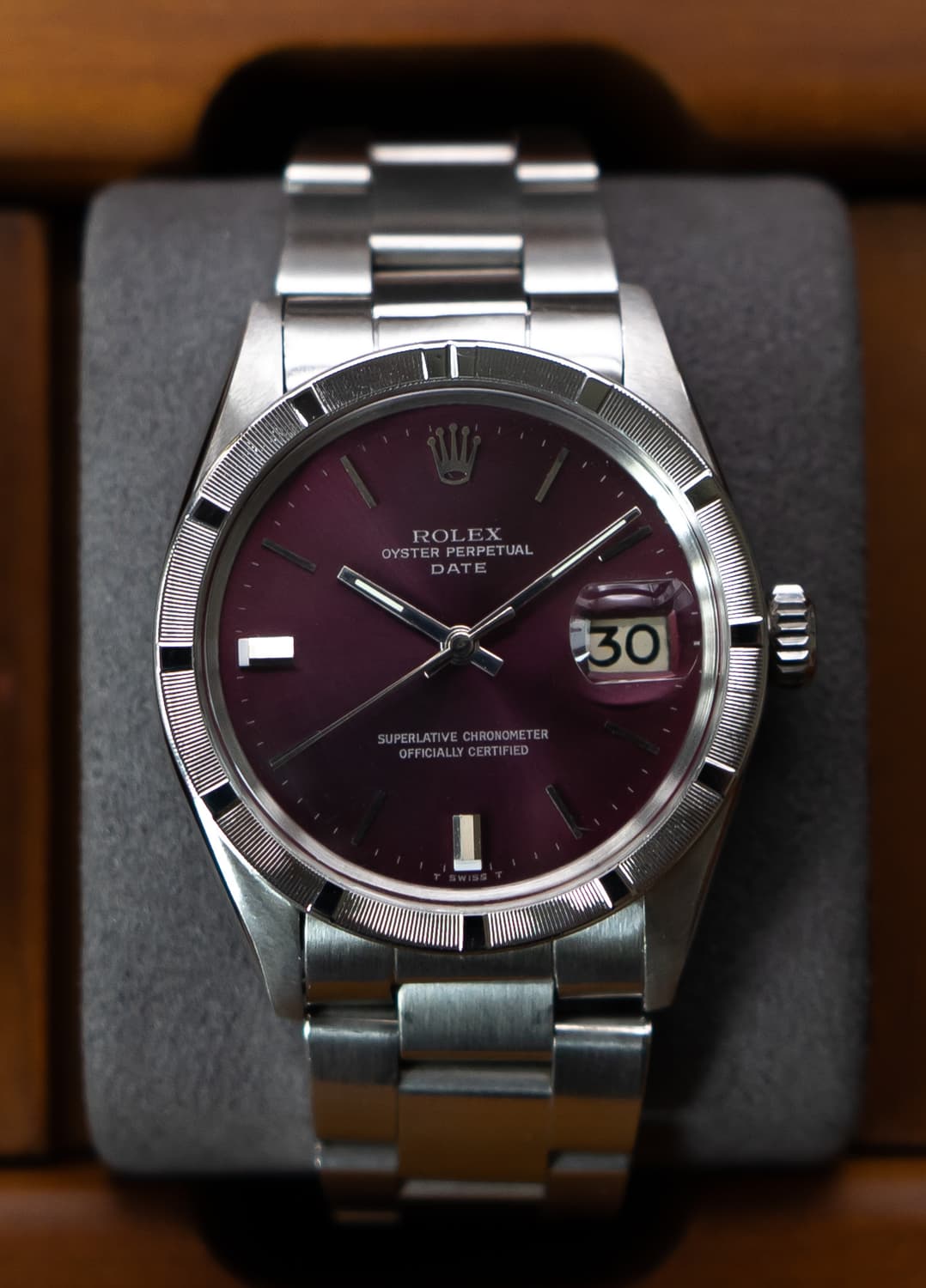 롤렉스 오이스터 퍼페츄얼 데이트 엔진턴베젤 1501 버건디 빈티지 시계 상품이미지1