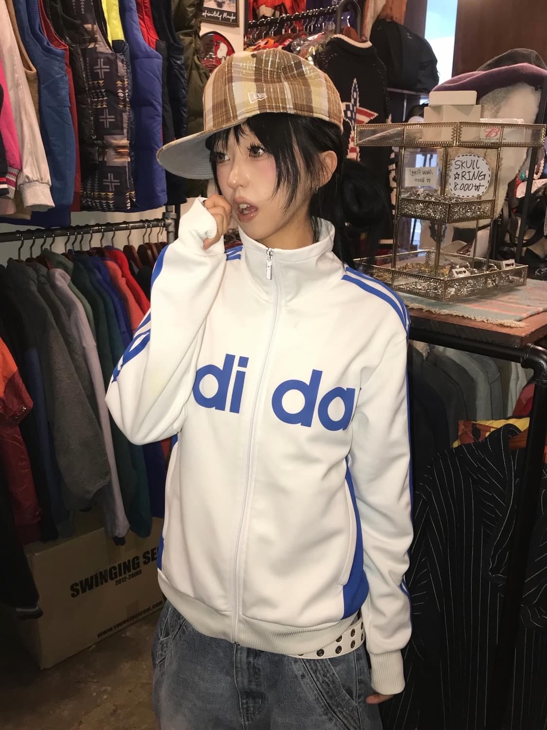 아디다스 로고 흰/파 져지 ( 레어 )  상품이미지1