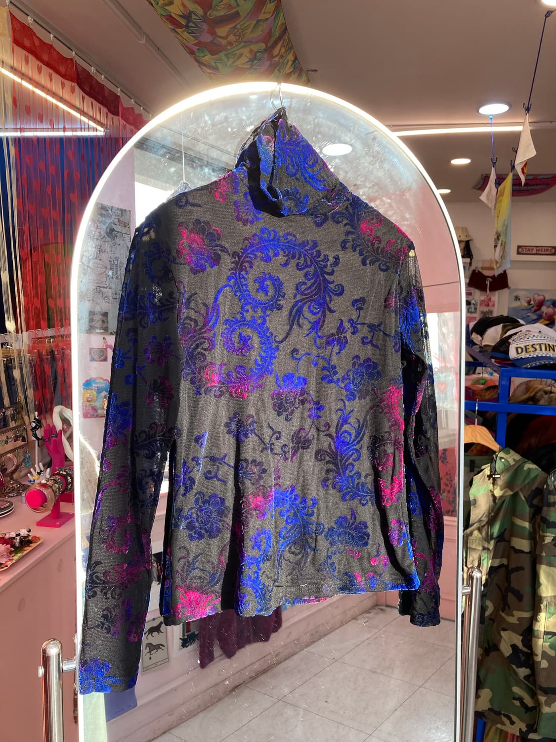 시스루 벨벳 레이스 목폴라 상품이미지4