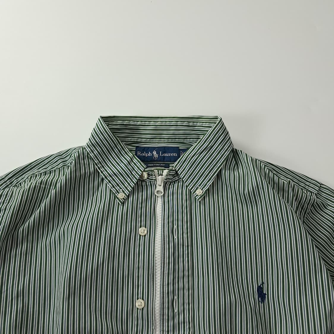 CJ213 FREE 폴로 리메이크 그린 런던스트라이프 크롭 셔츠 자켓 상품이미지2