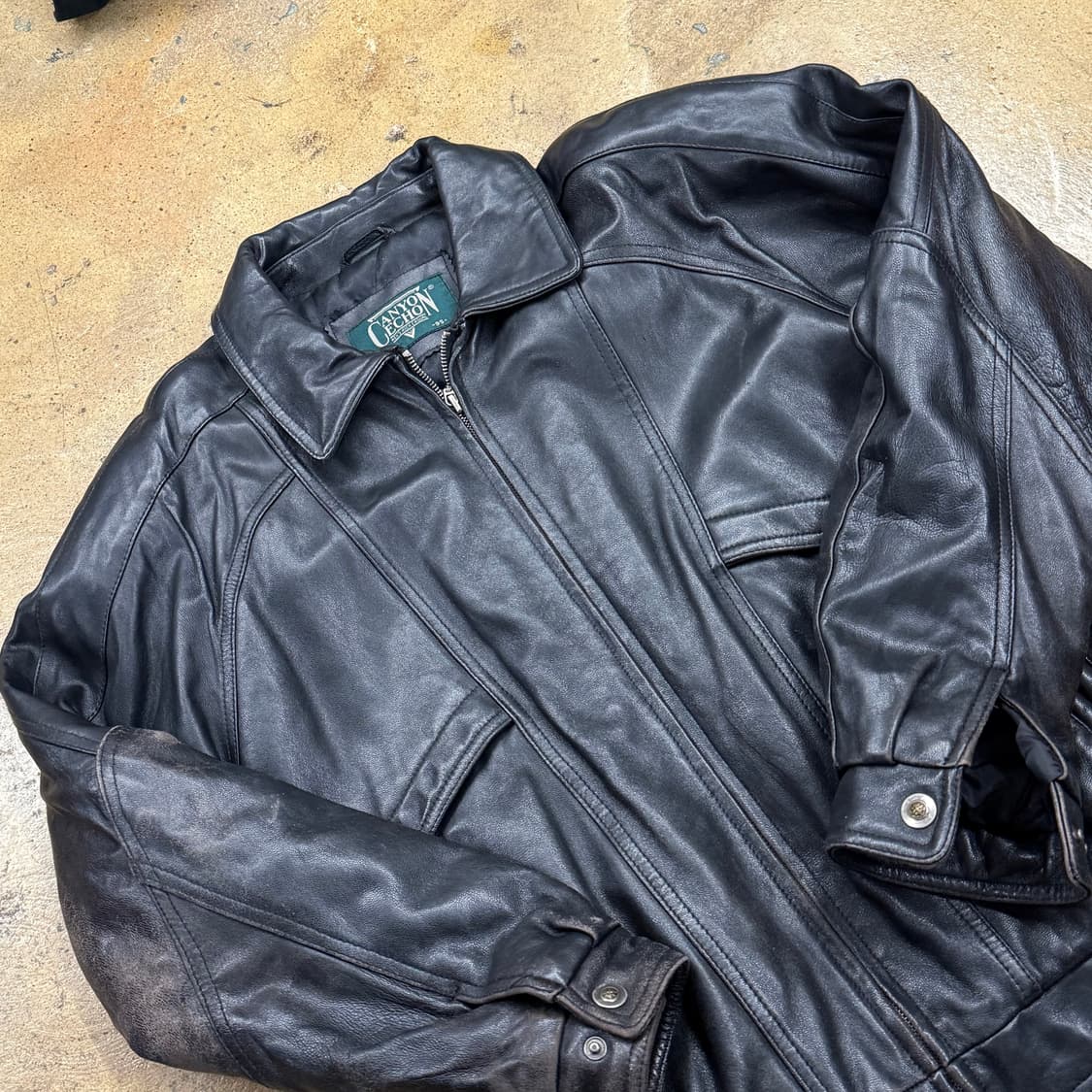 [정품/95] canyon echo 블랙 가죽 자켓 b10 상품이미지1