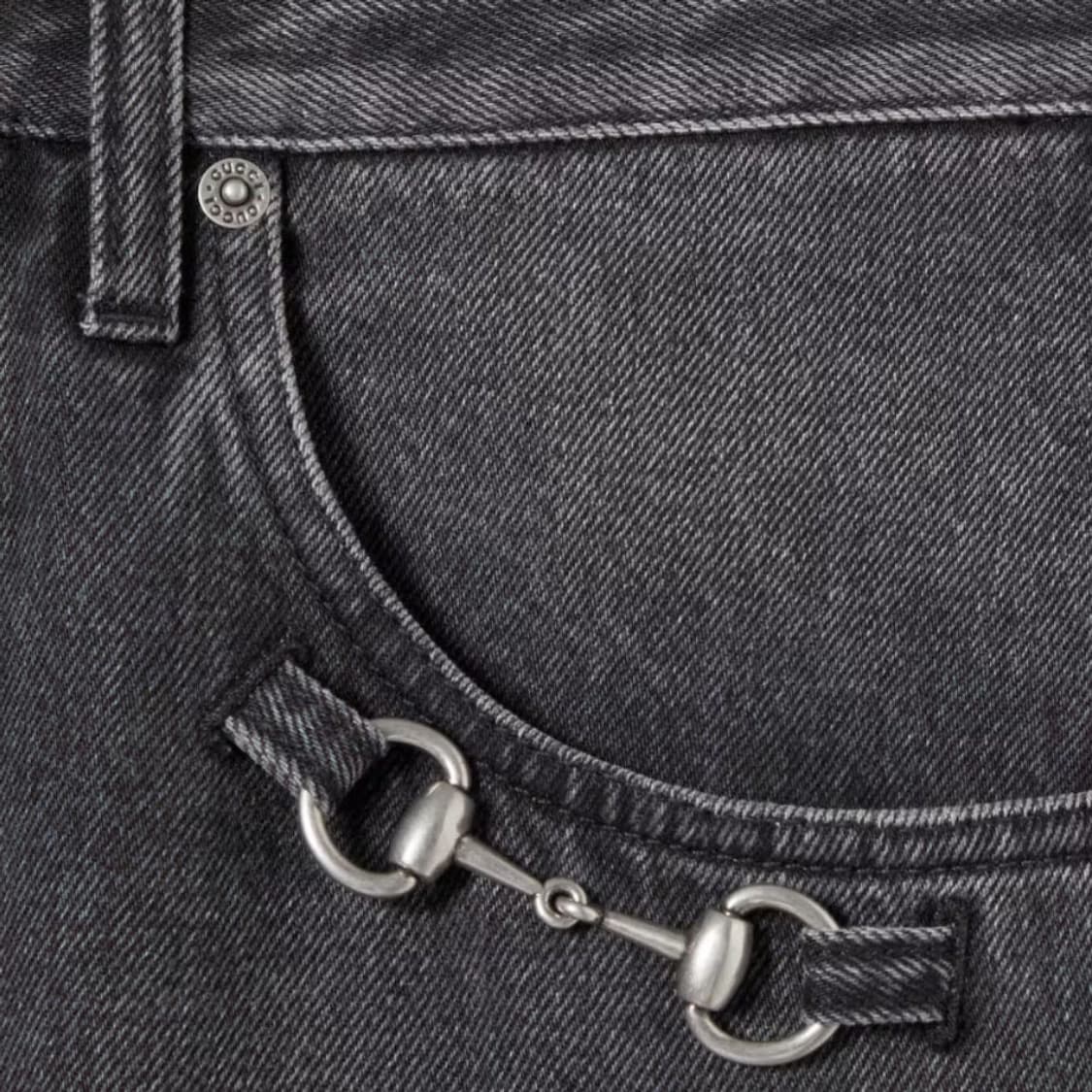 [34] 구찌 뎀나 홀스빗 데님 팬츠 그레이 상품이미지4