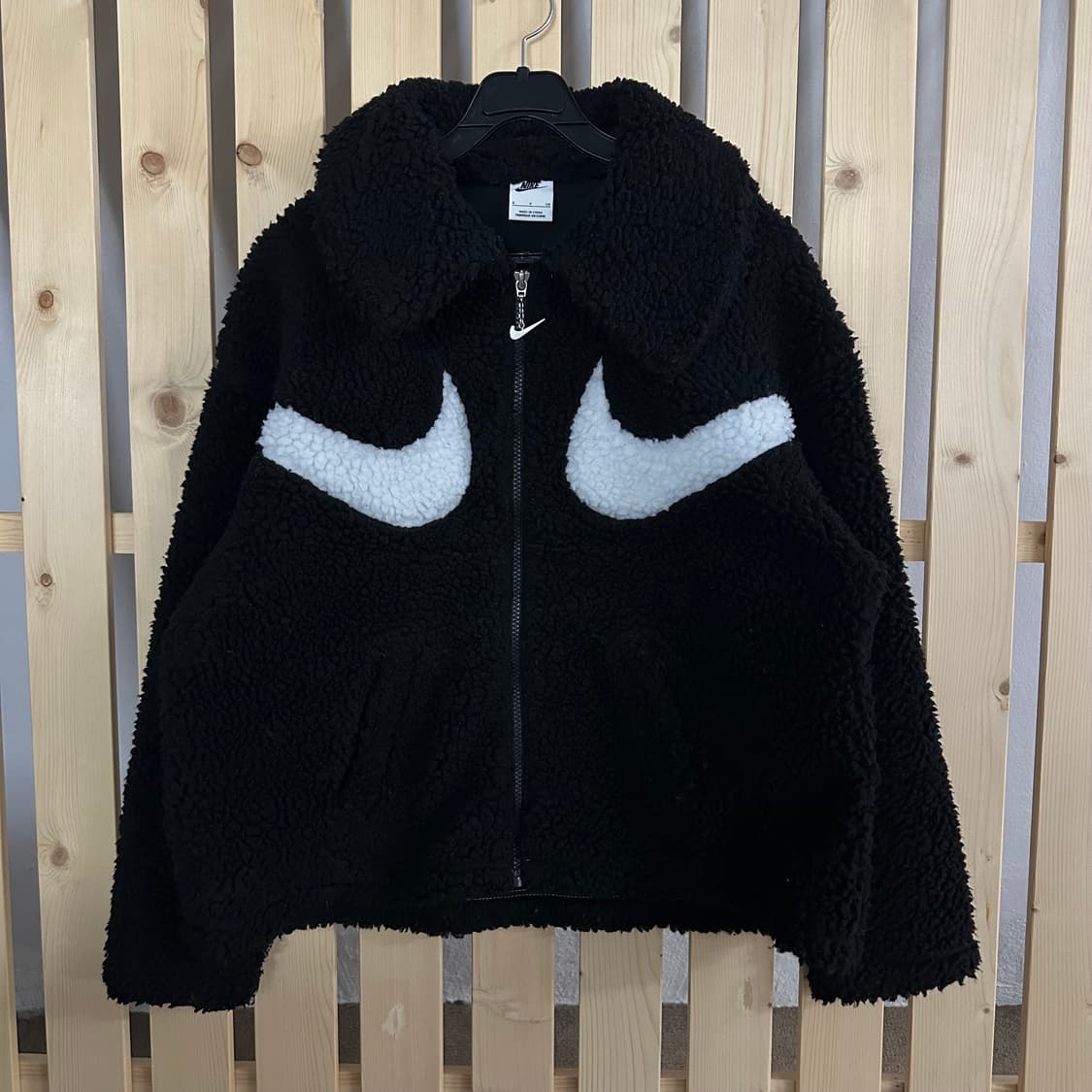 (S) 나이키 블랙 더블 스우시 쉐르파 후리스 플리스 자켓 상품이미지1