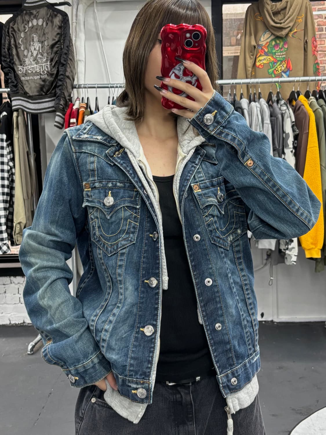 트루릴리전 후드 레이어드 데님자켓 상품이미지3