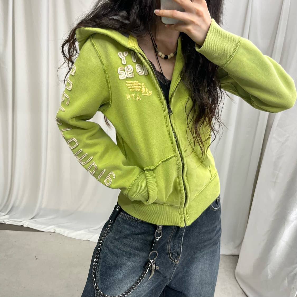 Abercrombie lime yellow hood zip-up 상품이미지3