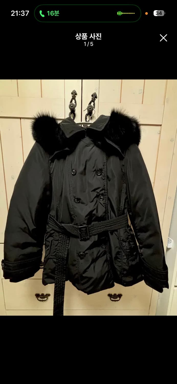 더엣지 블랙 구스 패딩 더블 코트 하프코트 상품이미지1