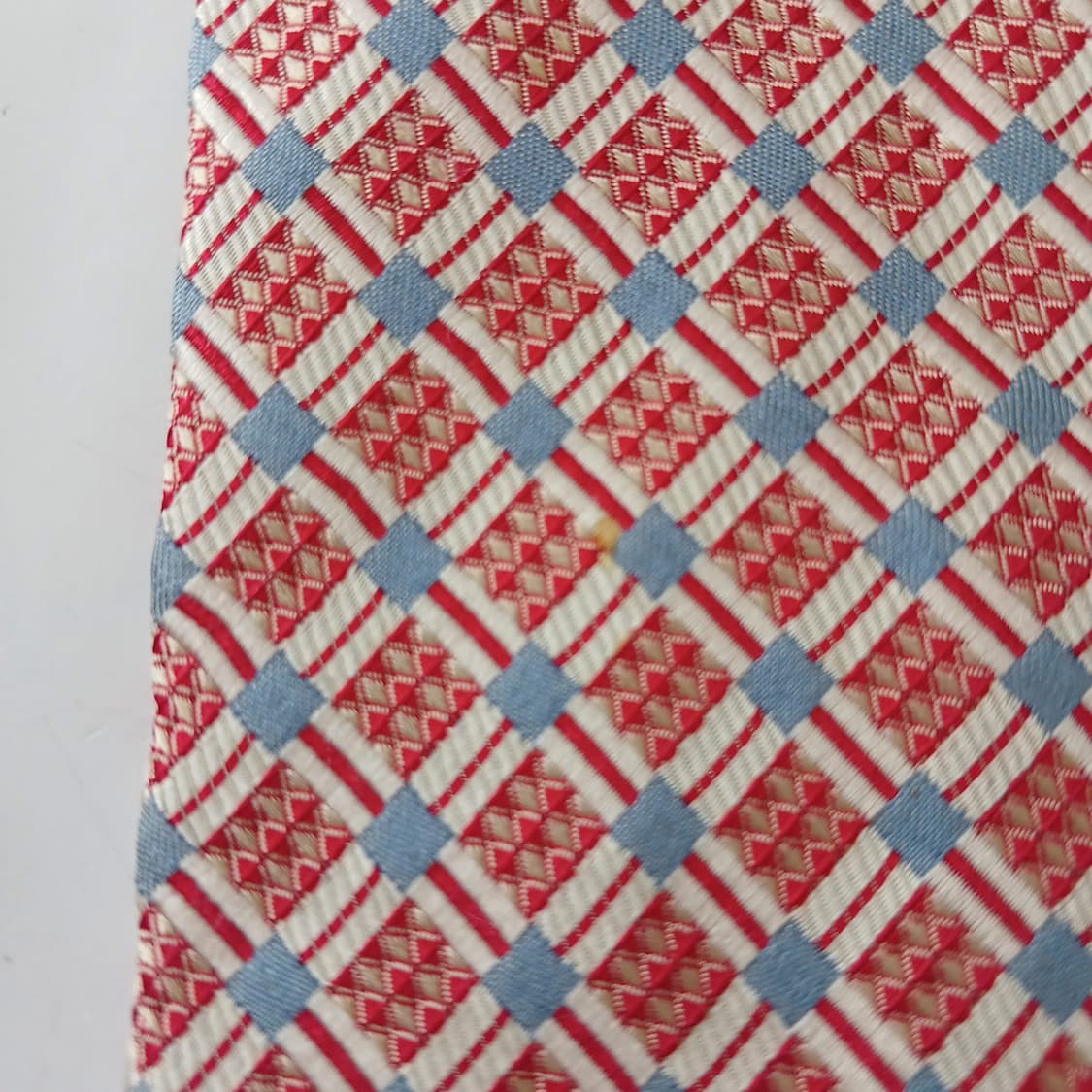 크리스찬 디올 실크 레드 기하 패턴 넥타이 9.4cm A등급 A19579 상품이미지7