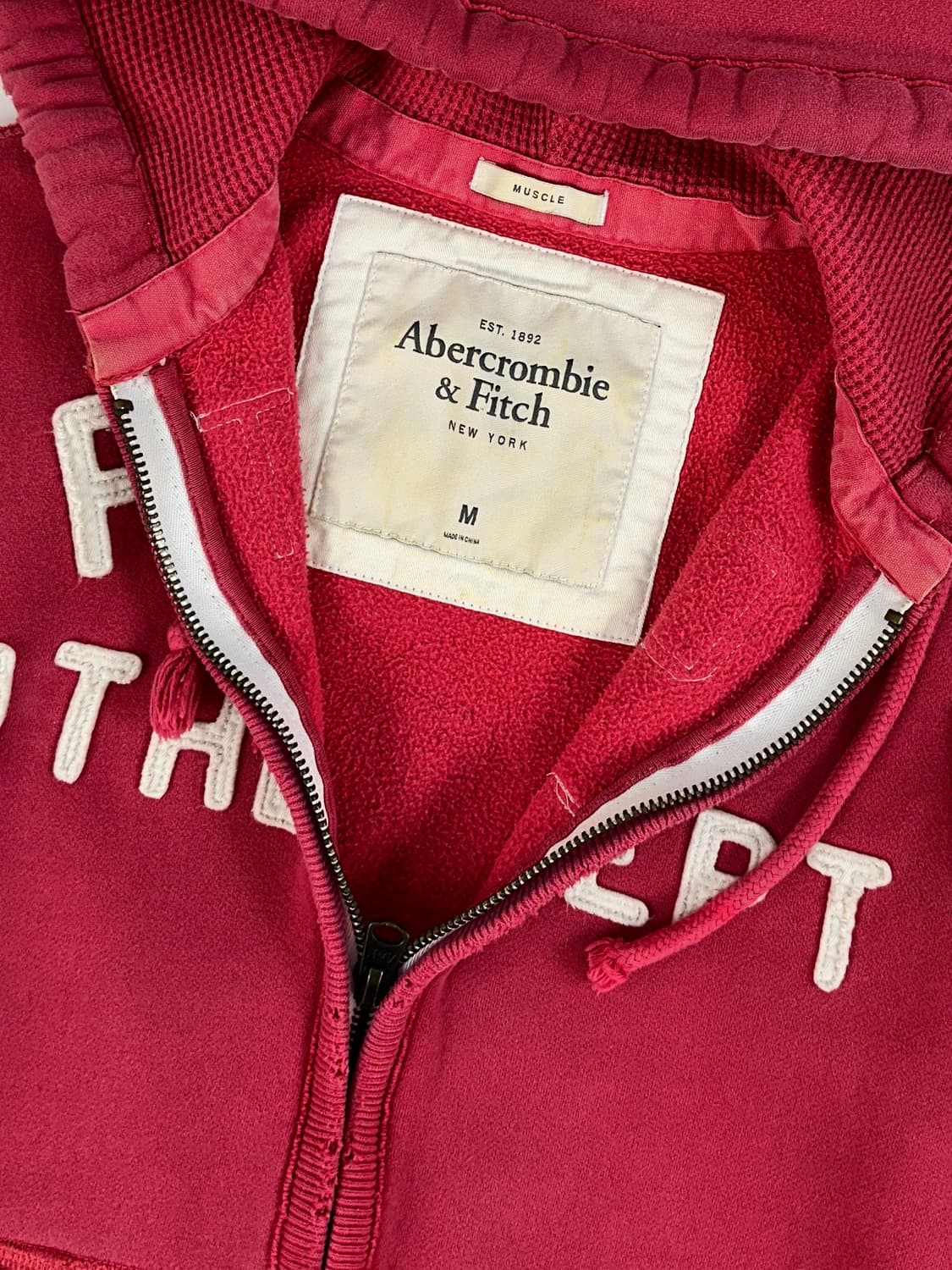 아베크롬비 데미지 디테일 로즈핑크 후드집업 M 상품이미지3