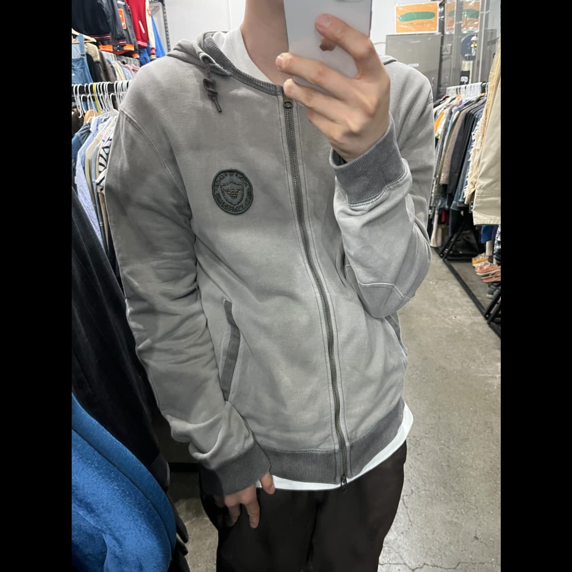 ARMANI 아르마니 워시드 엘보패치 후드집업  상품이미지2
