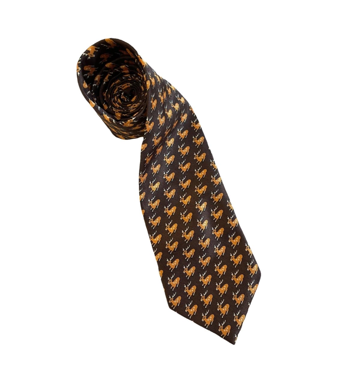 빈티지 에르메스 사슴 패턴 실크 넥타이 상품이미지1