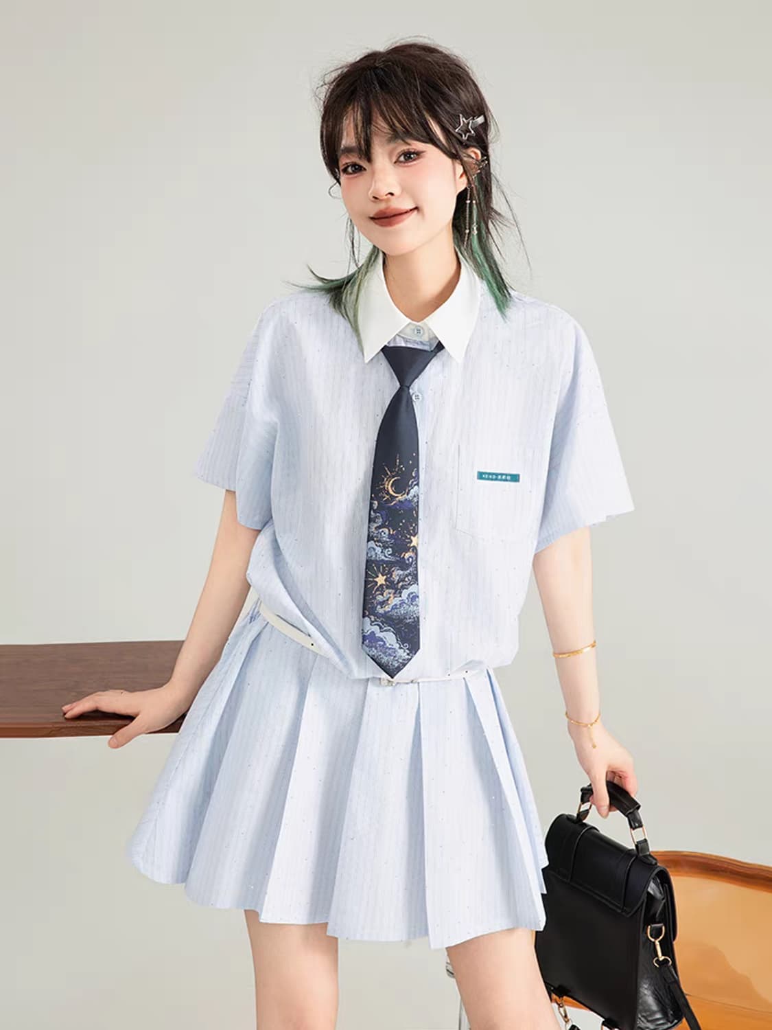 [미개봉신품] KEIKO 셔츠 비즈 원피스 스카이 상품이미지8