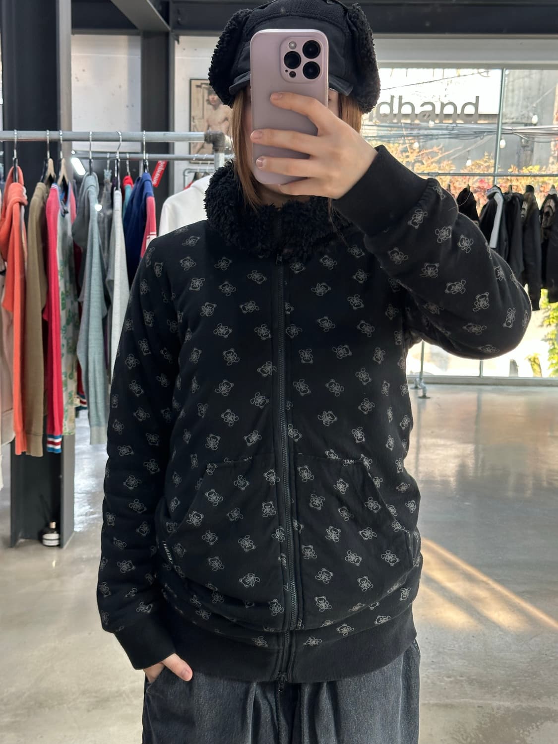 히스테릭글래머 리버시블 퍽베어 플러피 원피스후드집업 상품이미지7