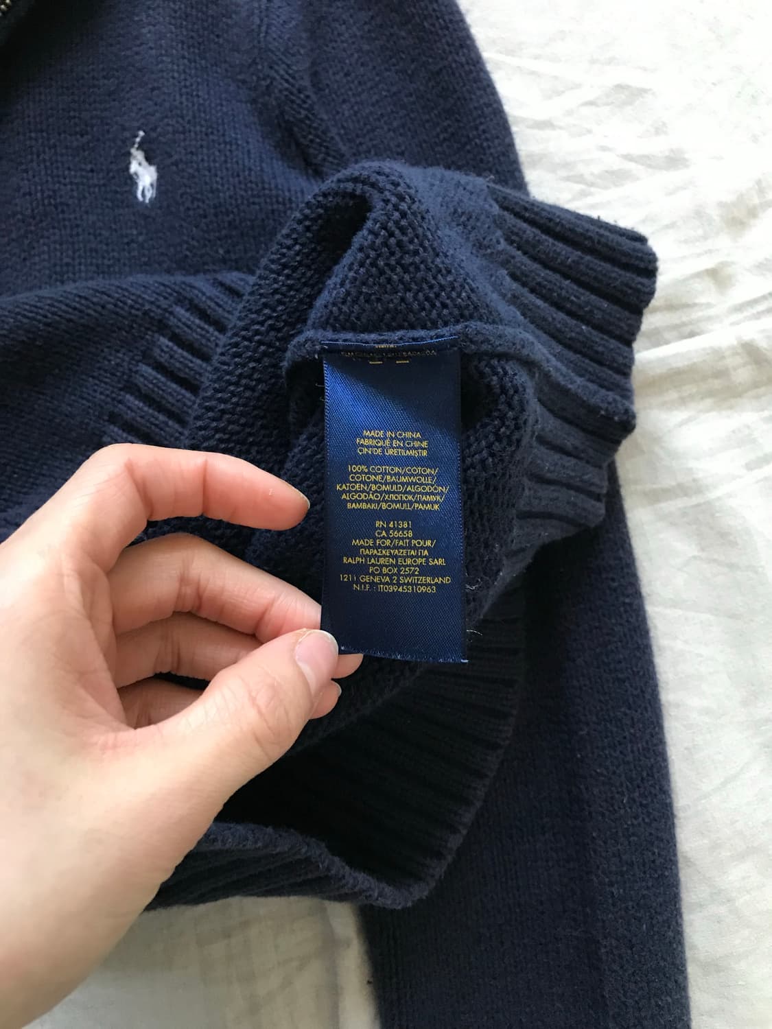 폴로 랄프로렌 포니 로고 네이비 니트 풀집업  상품이미지8