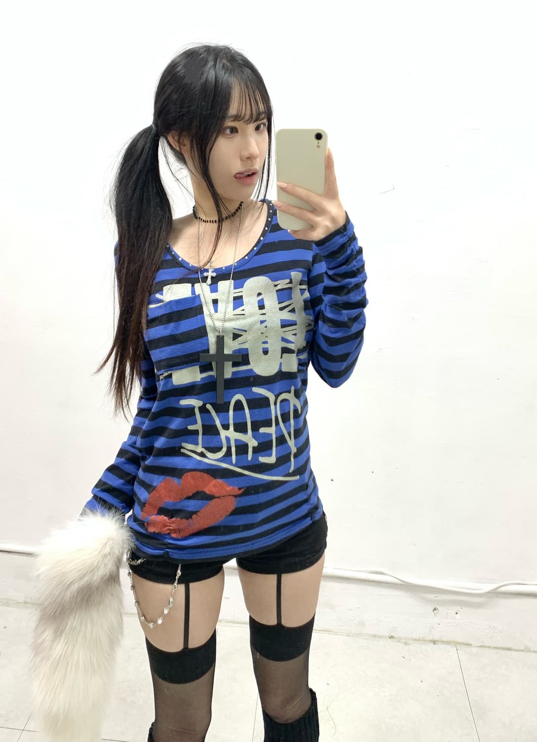 [DOUBLE FOCUS] 펑크 갸루 스트라이프 롱슬리브 상품이미지3