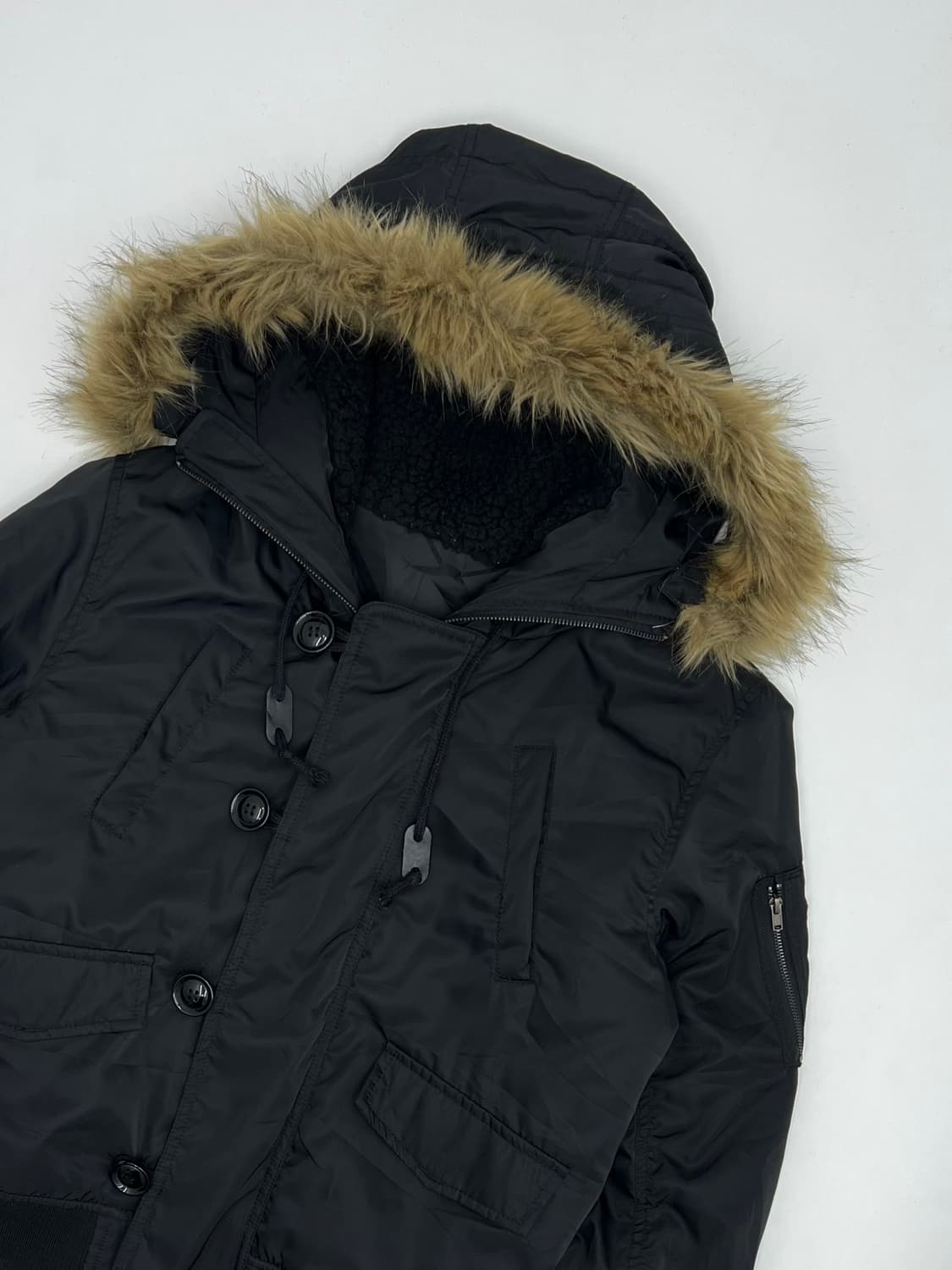 빈티지 퍼 후드 크롭 패딩 상품이미지2