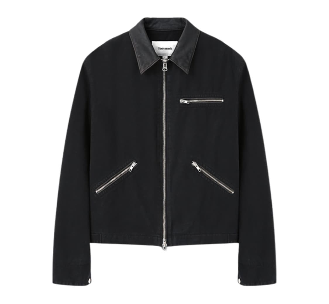 토니웩 레더 칼라 가먼트 워시드 집 워크 자켓 페이디드 블랙 M 상품이미지1