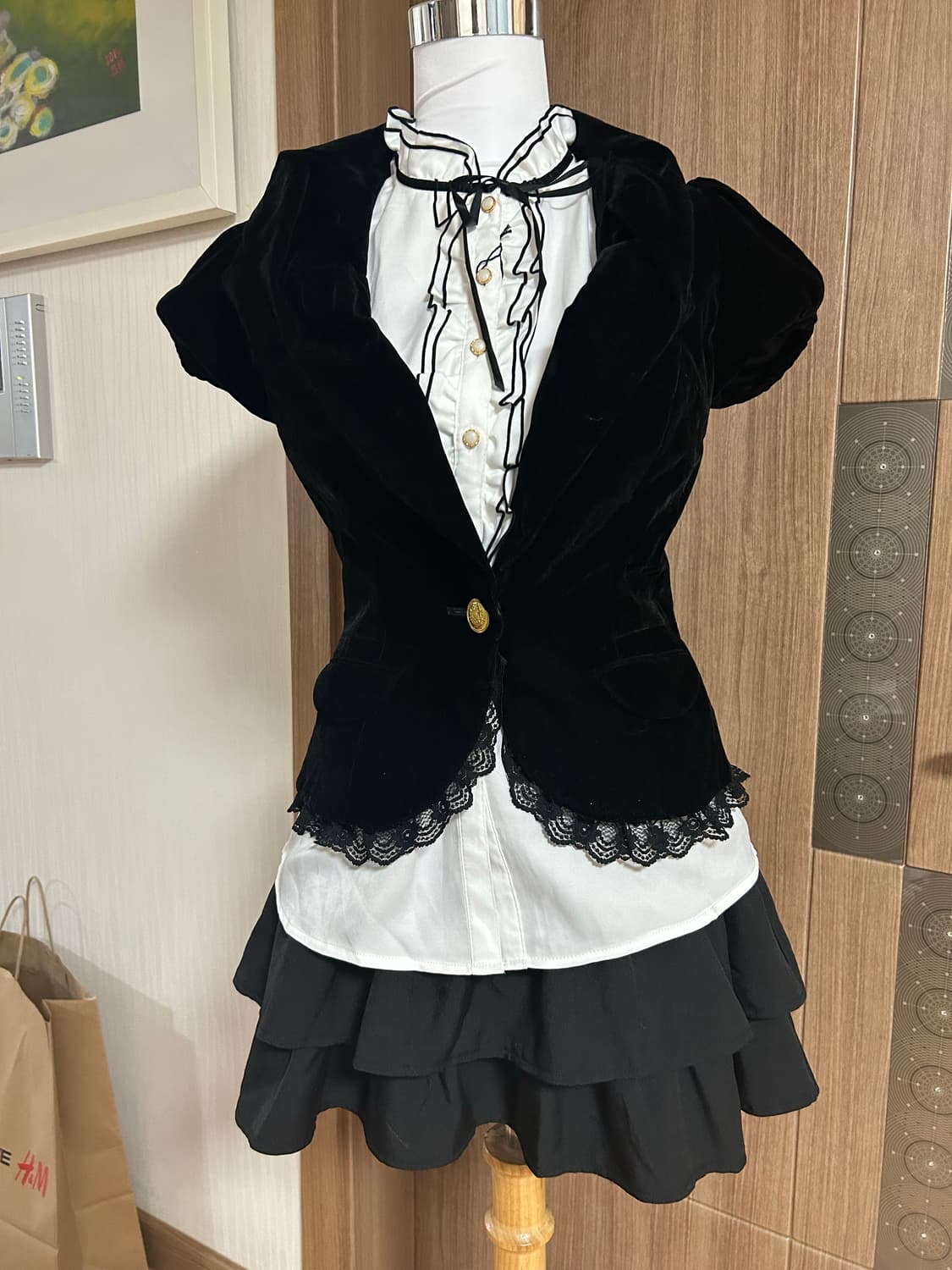 공겜여주고스로리고딕로맨틱 벨벳자켓 블라우스 세트 상품이미지1